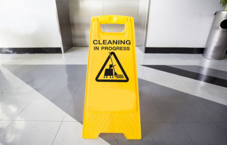 Yellow caution cleaning sign