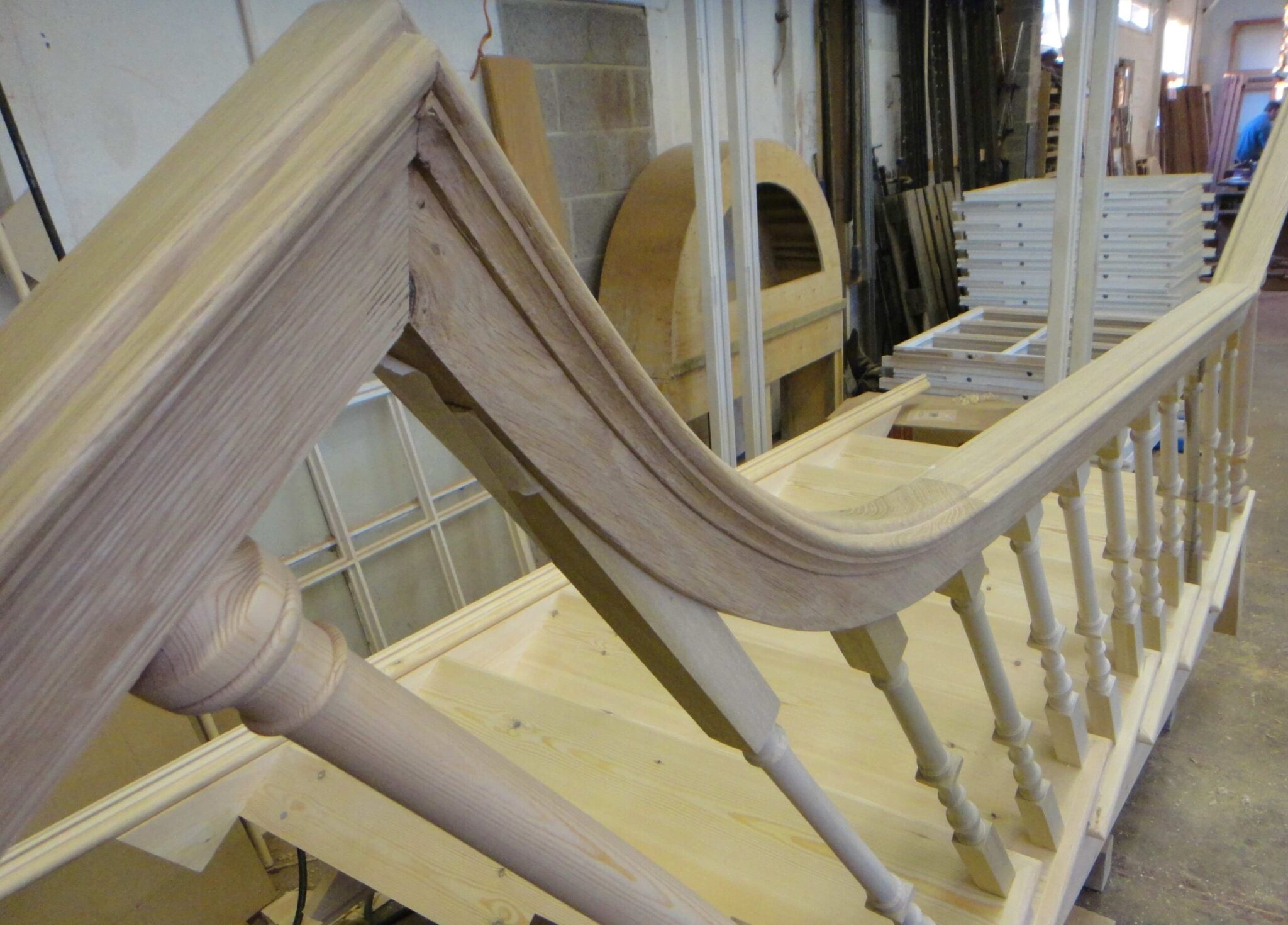 Wooden staircase under construction