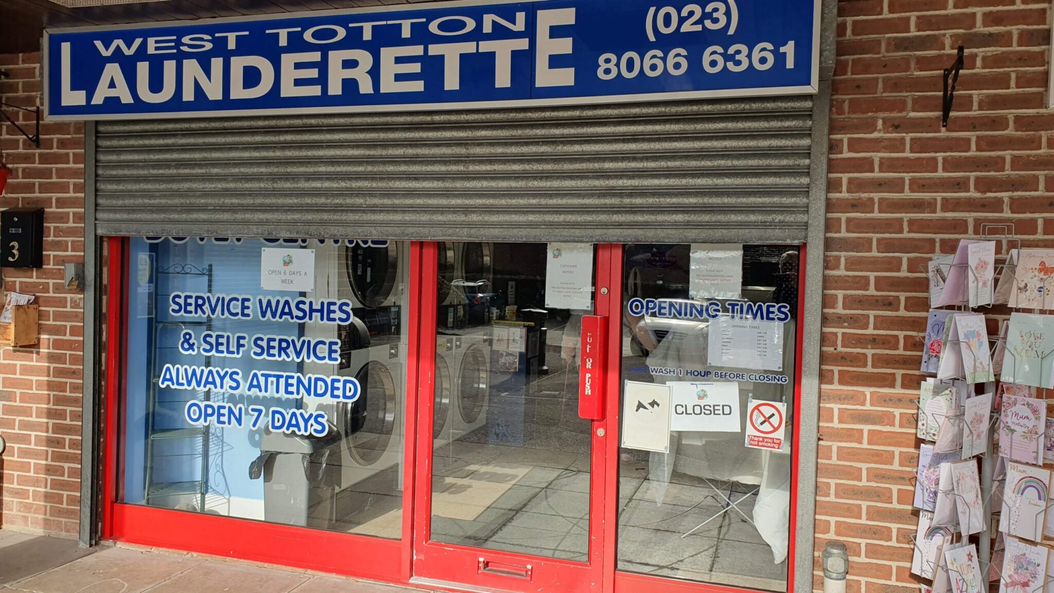Store front of a launderette