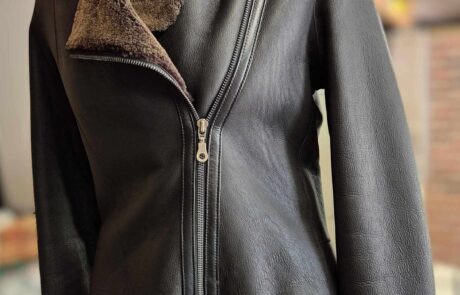 Leather jacket on display stand