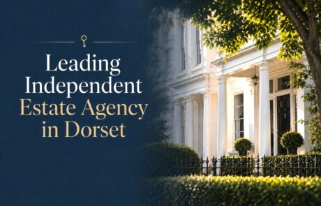 Estate agency advertisement with white house front